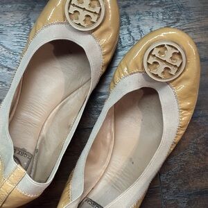 Tory Burch Gold Patent Ballet Flats
